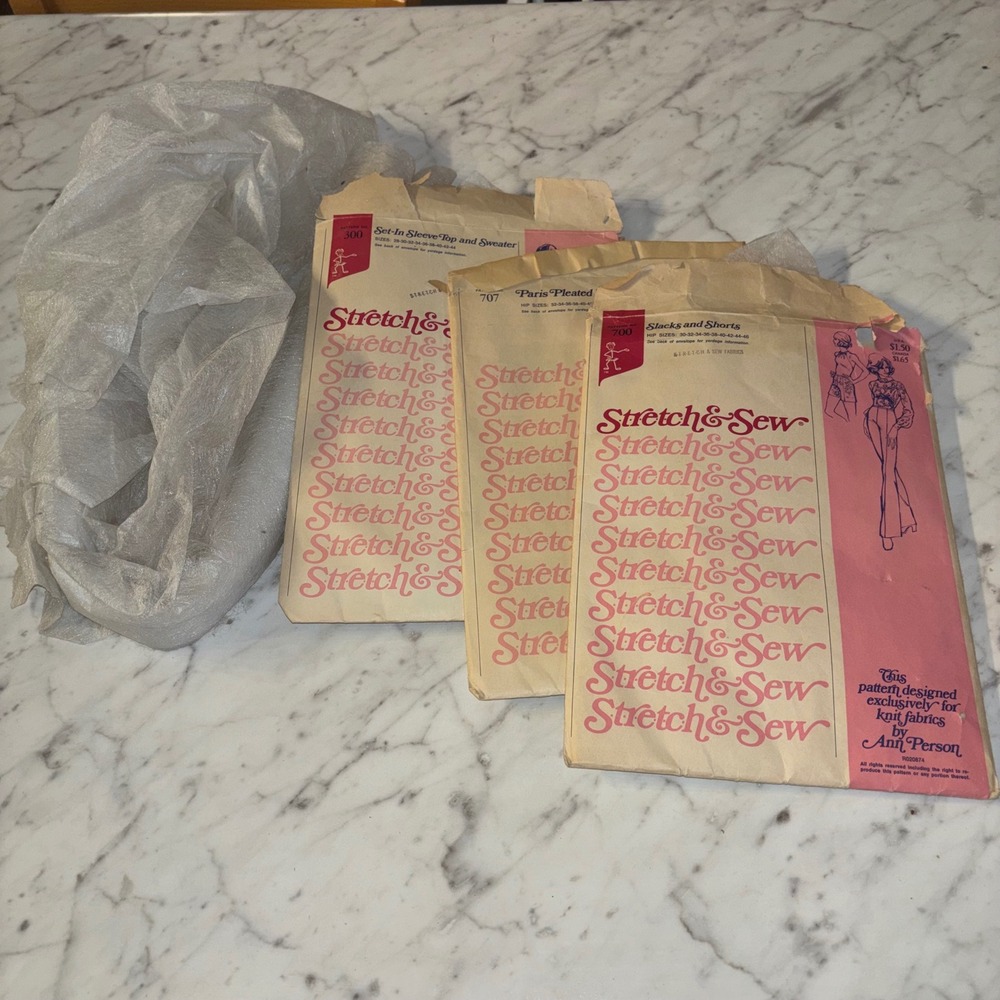 Vintage Stretch & Sew Patterns Lot 300 707 700 Ann Person Knit Fabric Pants Tops